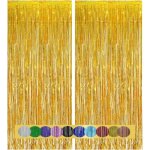 Rideau mtallique dor  franges - ulisem - 2 pices - 1x2 m - dcoration fte