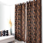 Rideau motif v�g�tal tamisant en coton recycl� noir 140x240 cm