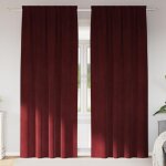 Rideaux occultants avec bande sup�rieure 2 pcs velours bordeaux