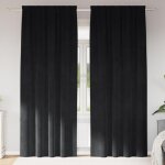Rideaux occultants - velours noir - 140 x 245 cm - style �l�gant - lavable en machine