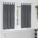 Rideaux occultants avec boucles de suspension 2 pcs en velours gris clair super l�ger