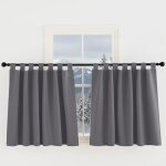 Rideau occultant court - jozsi - lot de 2 140x100 cm gris opaque d�coration pour petite fen�tre cuisine ...