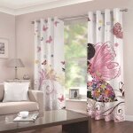 Rideau occultant enfant - papillons et f�es - blanc rose jaune - 100x140cm