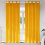 Rideaux occultants avec ?illets 2 pi�ces jaune moutarde velours