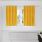 Rideau occultant � ?illets jaune moutarde 140 x 140 cm - polyester velours opaque lavage machine