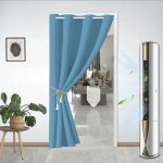 Rideaux occultants a oeillets avec tige bleu 132x244 cm rideau de porte thermique anti - froid / chaud ... Rideaux occultants a oeillets avec tige bleu 132x244 cm rideau de porte thermique anti - froid / chaud ...