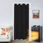 Rideaux occultants a oeillets avec tige noir 86x203 cm rideau de porte 100% polyester sans corde lavable ...