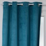 Rideau occultant  otto  velours -  oeillets - bleu canard 140x260 cm - bleu canard - atmosphera createur ...