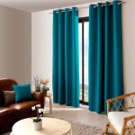 Rideau occultant - 140x260 cm - thermique isolant - anti uv - bleu canard