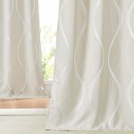 Rideau occultant thermique - sightmark - 140x220 cm - beige clair - lot de 2 - motif argent� courbe - ...