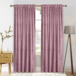 Rideaux occultant velours lot de 2 132x213cm rideaux salon damas floral thermique isolant anti chaud ...