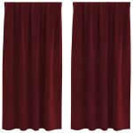 Rideaux occultants en velours - vidaxl - 2 pi�ces - 140x175 cm - rouge bordeaux - polyester - occultants ...