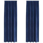Rideaux occultants en velours - vidaxl - bleu fonc� - 140x245 cm - lot de 2 - occultant - facile � accrocher ...