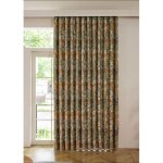 Rideau occultant vintage � imprim� floral et pompons style ferme vert140x220cm