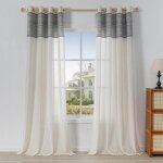 Rideaux � oeillets 2 pi�ces 245x140cm semi - translucides aspect lin blanc