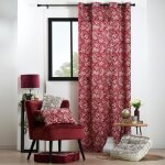 Rideau  oeillets motif fleurs rouge 140x260 cm