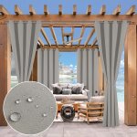 Rideau  oeillets occultant extrieur gris clair 132x274cm - polyester impermable anti - froissement ...