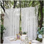 Rideau  panneaux en dentelle transparente pour porte rideau de cuisine  passe - tringle blanc (1 pice) ...