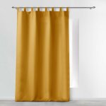 Rideau � passants 140 x 260 cm - polyester uni ocre tamisant - douceur dint�rieur