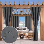 Rideau pour pergola gris fonc 132x244cm occultant extrieur - oeillets mtal 6cm lavable ?40c (couleur ...