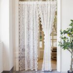 Rideau de porte rideau de caf� voilage broderie florale rideau de porte en dentelle 100 x 100 cm - blanc ...