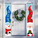 Rideaux de porte de nol - amoune - flocons de neige et bonhomme de neige - bleu et rouge