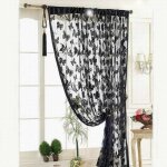 Le rideau de la porte avec le papillon motif 100 � 200cm noir set de 1 pi�ce