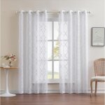 Rideaux semi - transparents brod�s rideaux � ?illets en simili lin pour chambre � coucher blancs140x220cm ...