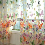 Rideau transparent salon rideaux voile motif papillon pour le chambre � coucher rideaux voilage court ...