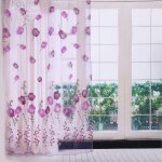 Rideaux - non spécifié - imprimé tulipes - 100 x 200 cm - transparent - violet Rideaux - non spécifié - imprimé tulipes - 100 x 200 cm - transparent - violet