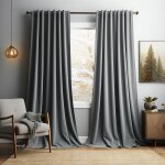 Rideaux de velours lot de 2 rideau salon occultant - 132x244cm - gris - draperies thermique pour chambre ... Rideaux de velours lot de 2 rideau salon occultant - 132x244cm - gris - draperies thermique pour chambre ...
