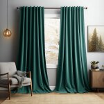Rideaux de velours lot de 2 rideau salon occultant - 132x244cm - vert fonc� - draperies thermique pour ...