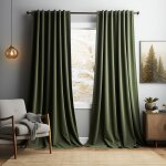 Rideaux de velours lot de 2 rideau salon occultant - 132x244cm - vert olive - draperies thermique pour ...