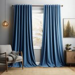 Rideaux de velours lot de 2 rideau salon occultant - 132x274cm - bleu ciel - draperies thermique pour ...