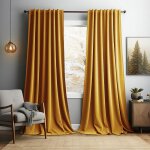 Rideaux de velours lot de 2 rideau salon occultant - 132x274cm - jaune - draperies thermique pour chambre ...