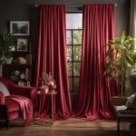 Rideaux de velours lot de 2 rideau salon occultant - 132x274cm - rouge de noël - draperies thermique ... Rideaux de velours lot de 2 rideau salon occultant - 132x274cm - rouge de noël - draperies thermique ...