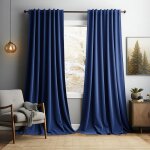 Rideaux de velours lot de 2 rideau salon occultant - 132x305cm - bleu marine - draperies thermique pour ...