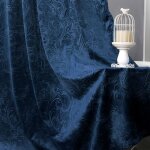 Rideau velours damas floral bleu marine lot de 2 occultant rideaux �paissir thermique pour chambre salon ...