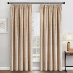 Rideaux velours avec motif de feuille dor beige  galon fronceur opaque isolant thermique anti froid ...