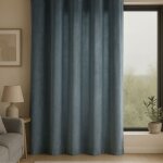 Rideau en velours tamisant fluide bleu gris 140x250 cm