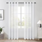 Rideaux voilage blanc 140x235cm(largeur x hauteur)en effet lin - rideau oeillets decor salon semi - transparen ...