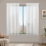 Rideaux voilage blanc - zuuko - lot de 2 - 140x145 cm - galon fronceur - semi - transparent - polyester ...