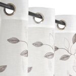 Rideau voilage brod feuillage  ?illets 140x240cm - prt  poser blanc dylrev