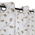 Rideau voilage brodé feuilles à ?illets 140x240cm prêt à poser blanc et broderie doré dylrev Rideau voilage brodé feuilles à ?illets 140x240cm prêt à poser blanc et broderie doré dylrev