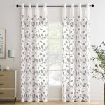 Rideau voilage brod� - zuuko - 2 panneaux - 140x245 cm - gris clair - motif broderie - semi - transparent ...
