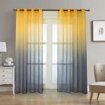 Rideaux voilages - cuneary - 135 x 240 cm - jaune / gris - ?illets - �l�gance chic