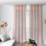 Rideau voilage effet lin elena 140x240cm rose