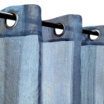 Rideau voilage �l�gant � rayures fines avec ?illets 140x240cm en bleu - dylrev