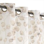 Rideau voilage etamine imprim feuilles  ?illets 140x240cm beige dylrev