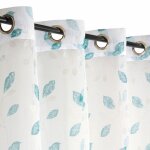 Rideau voilage imprim� feuille bleu � ?illets 140x240cm - �l�gance naturelle pour votre int�rieur